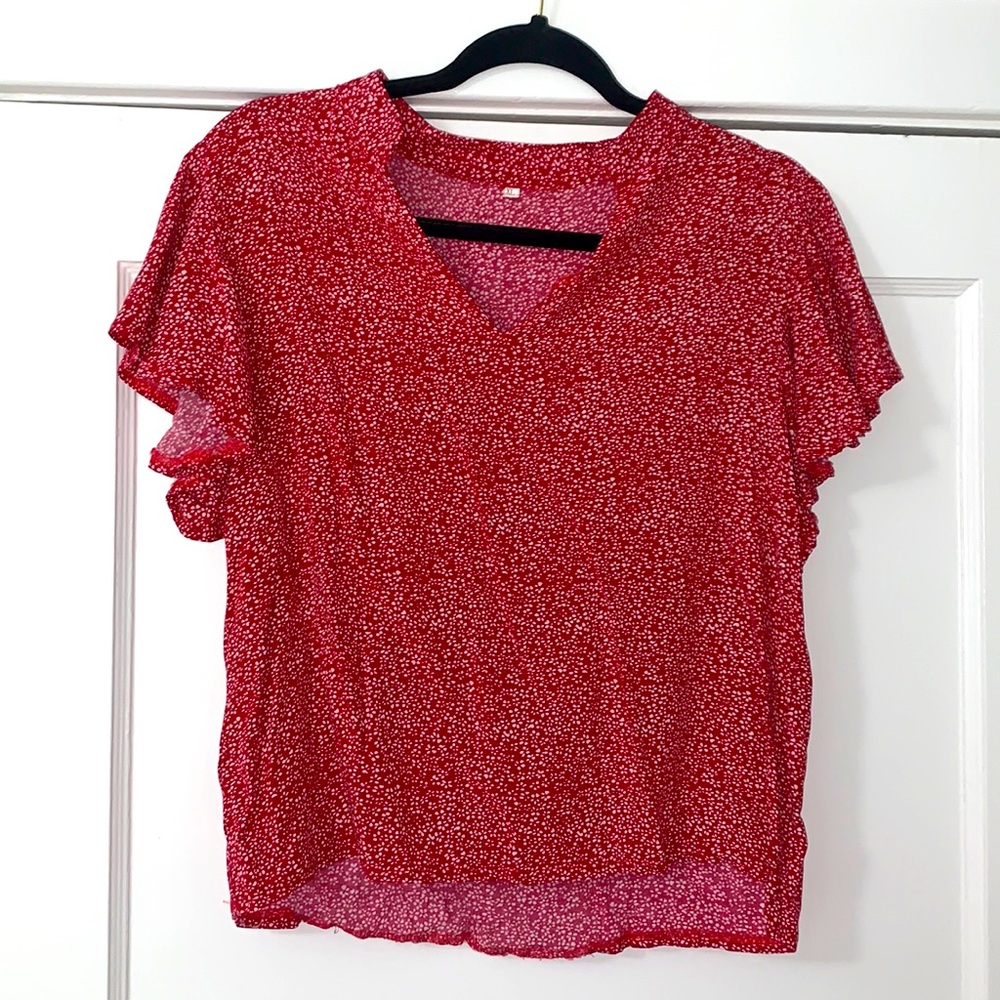 Red and white top